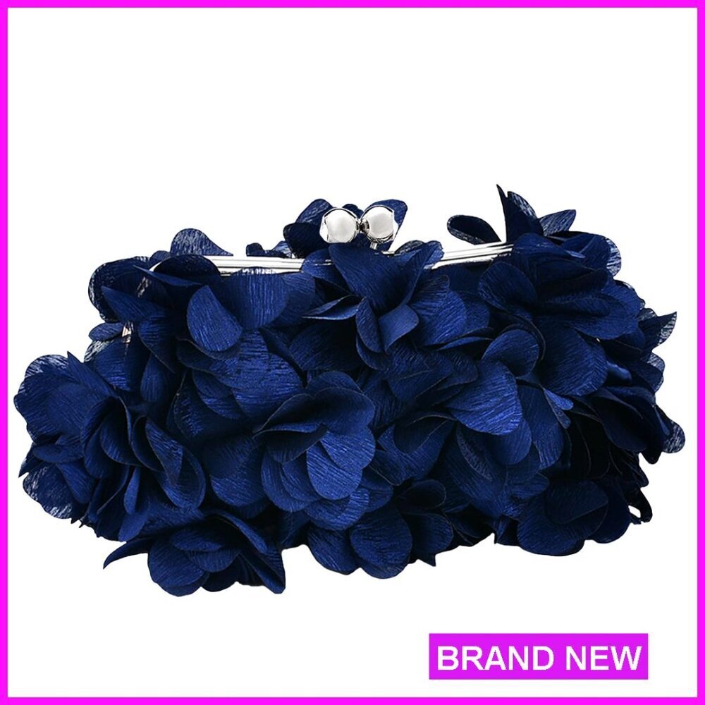 Satin Floral Clutch Evening Bag Elegant Formal Wedding Party Purse